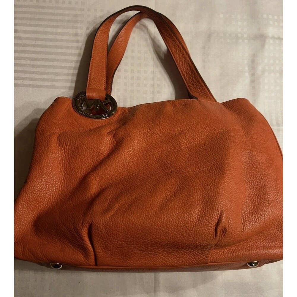 Michael Kors Large Leather Tote Bag Orange - Picture 3 of 6